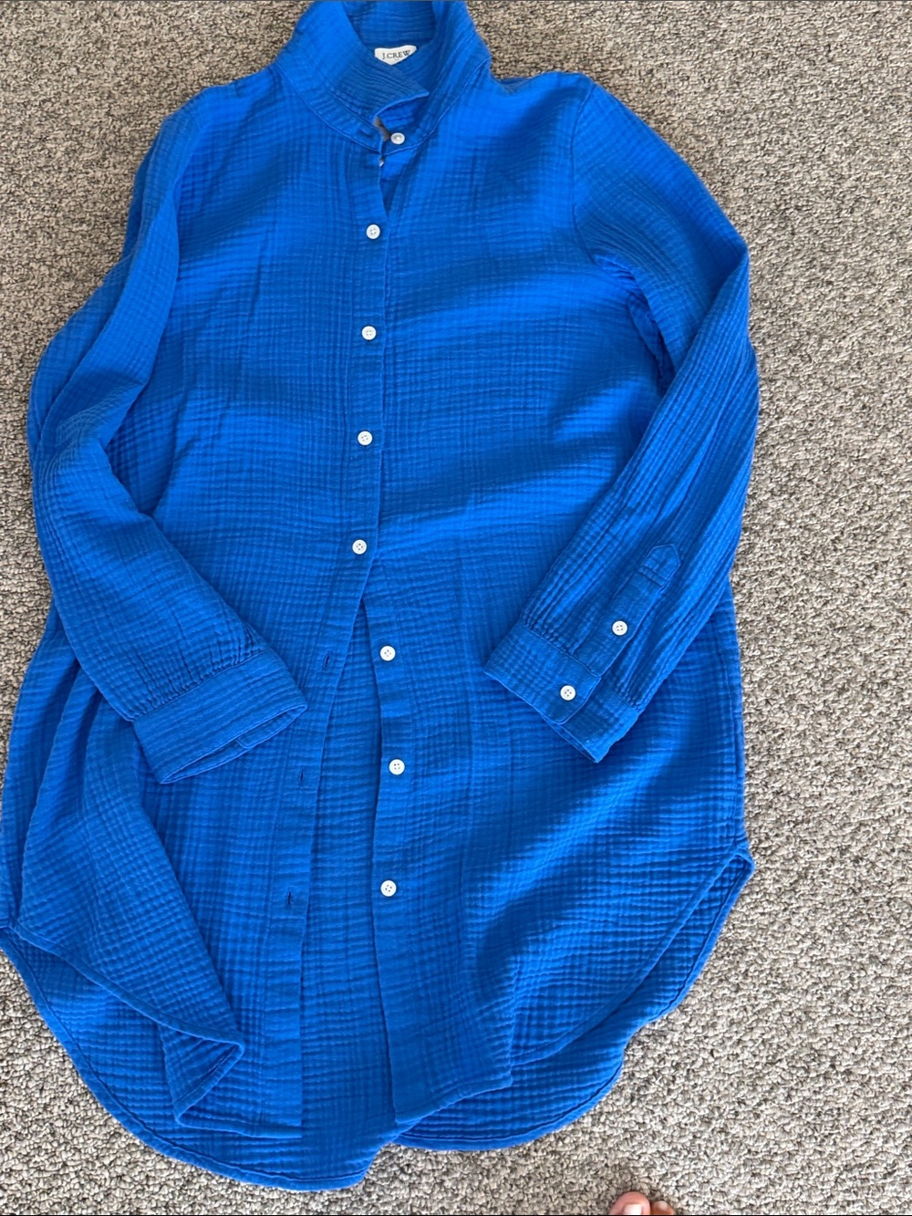J. Crew Factory Women’s Blue Button-down Gauze Tunic Cover-up Resort Size medium